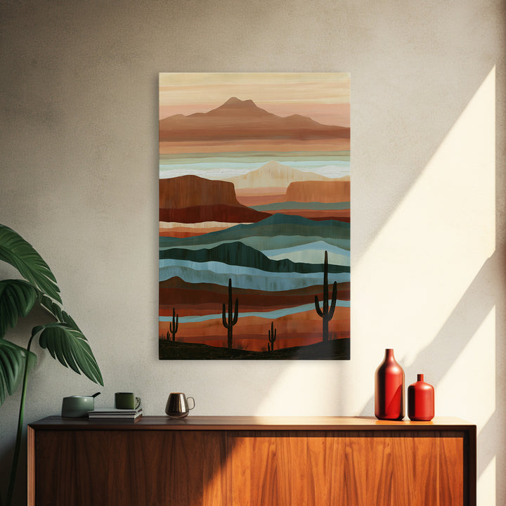 Abstract Canyon Layers Framed Canvas Print, Southwestern Art, Large Wall Art, Southwestern Decor, Mesa, Farmhouse Wall Art, SOU-2x3-74