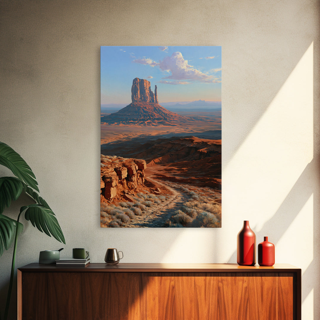 Desert Mesas in Terracotta and Turquoise Canvas Print, Southwestern Art, Original Art, Southwestern Decor, Fine Art, Mesa, SOU-2x3-9