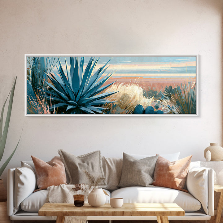 Agave Plant Closeup Canvas Print, Southwestern Art, Farmhouse Wall Art, Southwestern Decor, Oil Painting, Mesa, Fine Art Print, SOU-3x1-29