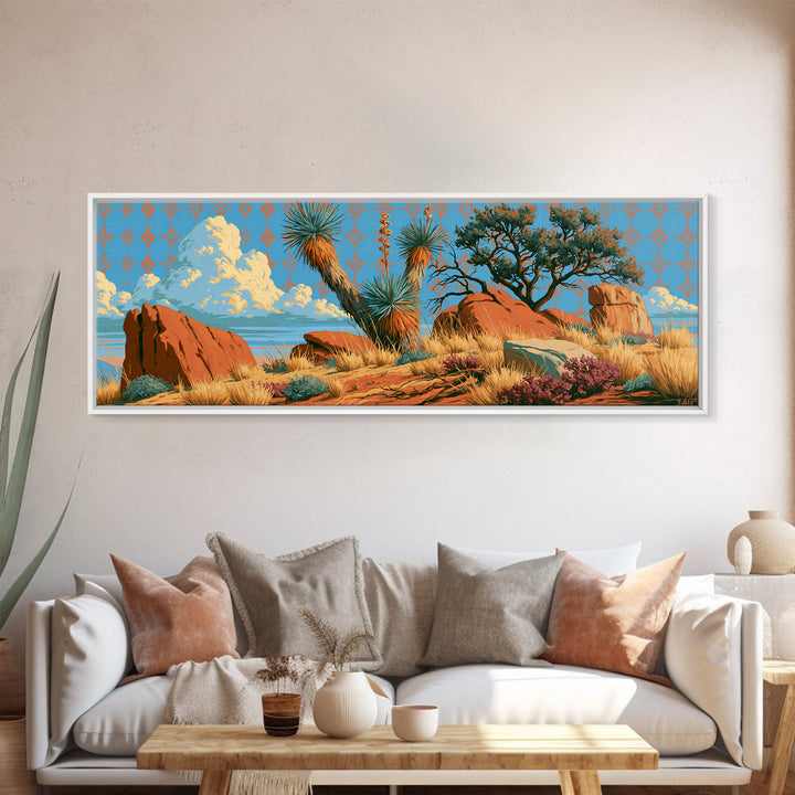 Yucca Blooms Against Clear Blue Sky Canvas Print, Southwestern Art, Gallery Decor, Southwestern Decor, Fine Art, Mesa, SOU-3x1-36