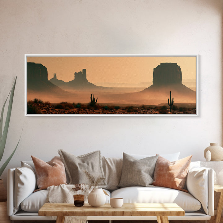 Monument Valley Silhouette Framed Canvas Print, Southwestern Art, Farmhouse Wall Art, Southwestern Decor, Fine Art, Mesa, SOU-3x1-74