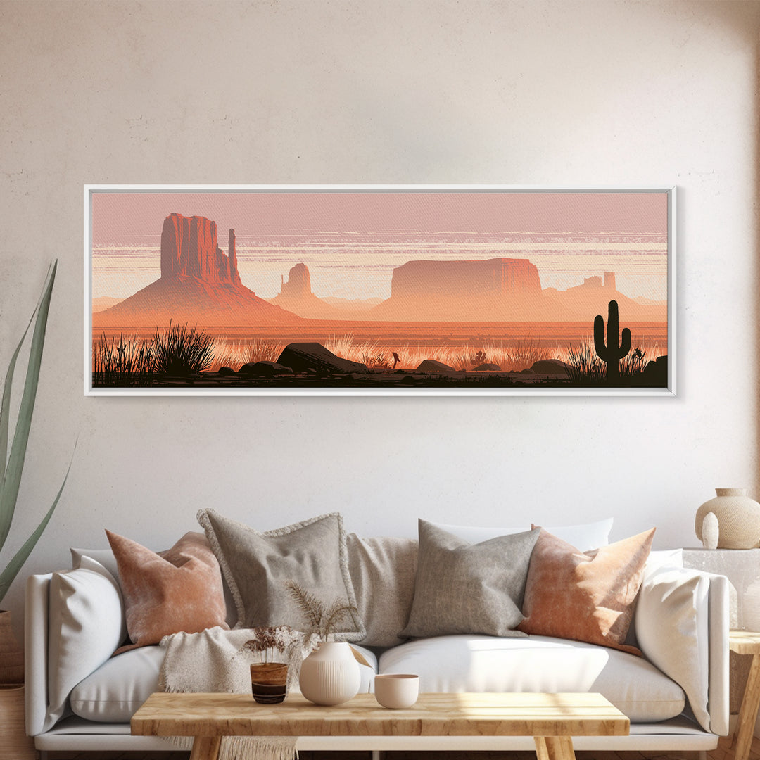 Monument Valley Silhouette Canvas Print, Southwestern Art, Western Art, Southwestern Decor, Oil Painting, Mesa, SOU-3x1-98