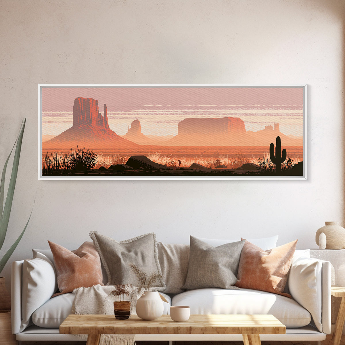 Monument Valley Silhouette Canvas Print, Southwestern Art, Western Art, Southwestern Decor, Oil Painting, Mesa, SOU-3x1-98