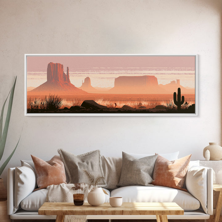 Monument Valley Silhouette Canvas Print, Southwestern Art, Western Art, Southwestern Decor, Oil Painting, Mesa, SOU-3x1-98