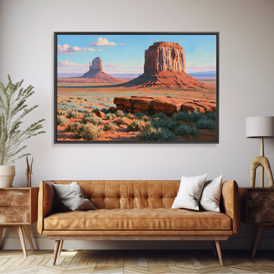 Desert Mesas in Terracotta and Turquoise Canvas Print, Southwestern Art, Modern Decor, Southwestern Decor, Fine Art, Mesa, SOU-3x2-53