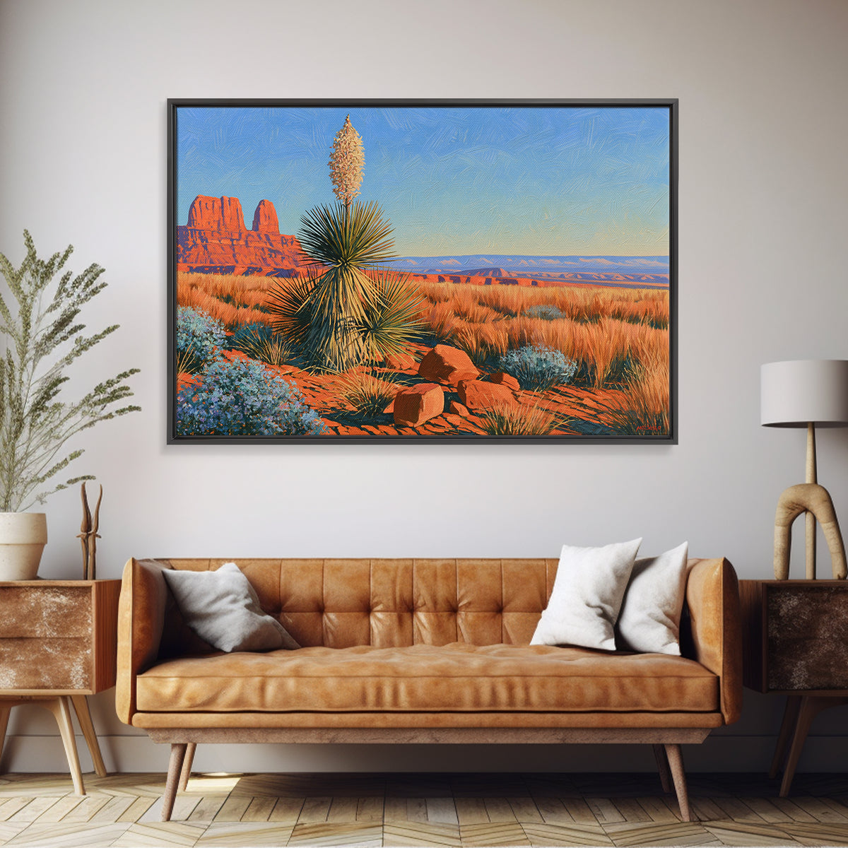 Yucca Blooms Against Clear Blue Sky Canvas Print, Southwestern Art, Contemporary Art, Southwestern Decor, Fine Art, Mesa, SOU-3x2-72