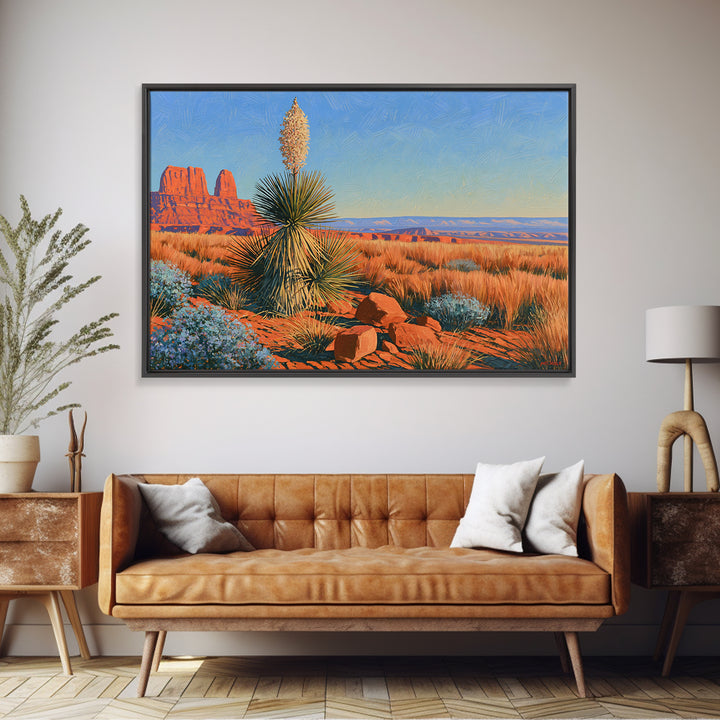 Yucca Blooms Against Clear Blue Sky Canvas Print, Southwestern Art, Contemporary Art, Southwestern Decor, Fine Art, Mesa, SOU-3x2-72