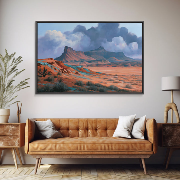 Desert Storm Clouds Canvas Print, Southwestern Art, Southwestern Decor, Oil Painting, Mesa, Boho Decor, Tapestry Wall Art, SOU-3x2-88