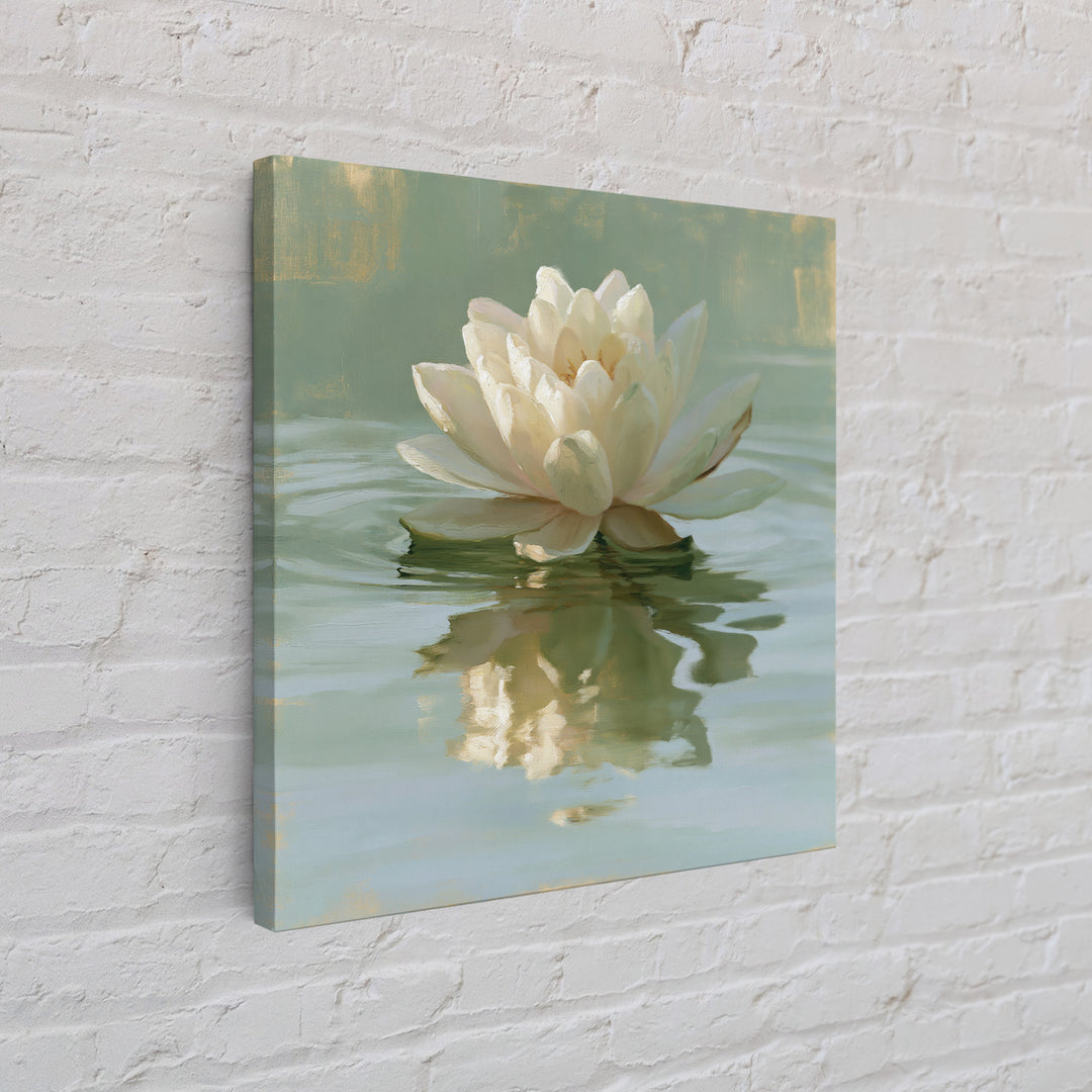 Lotus Flower Floating on Still Pond Framed Canvas Print, Spa Art, Wildlife Wall Art, Spa Decor, Serenity, Minimalist Decor, SPA-1x1-100