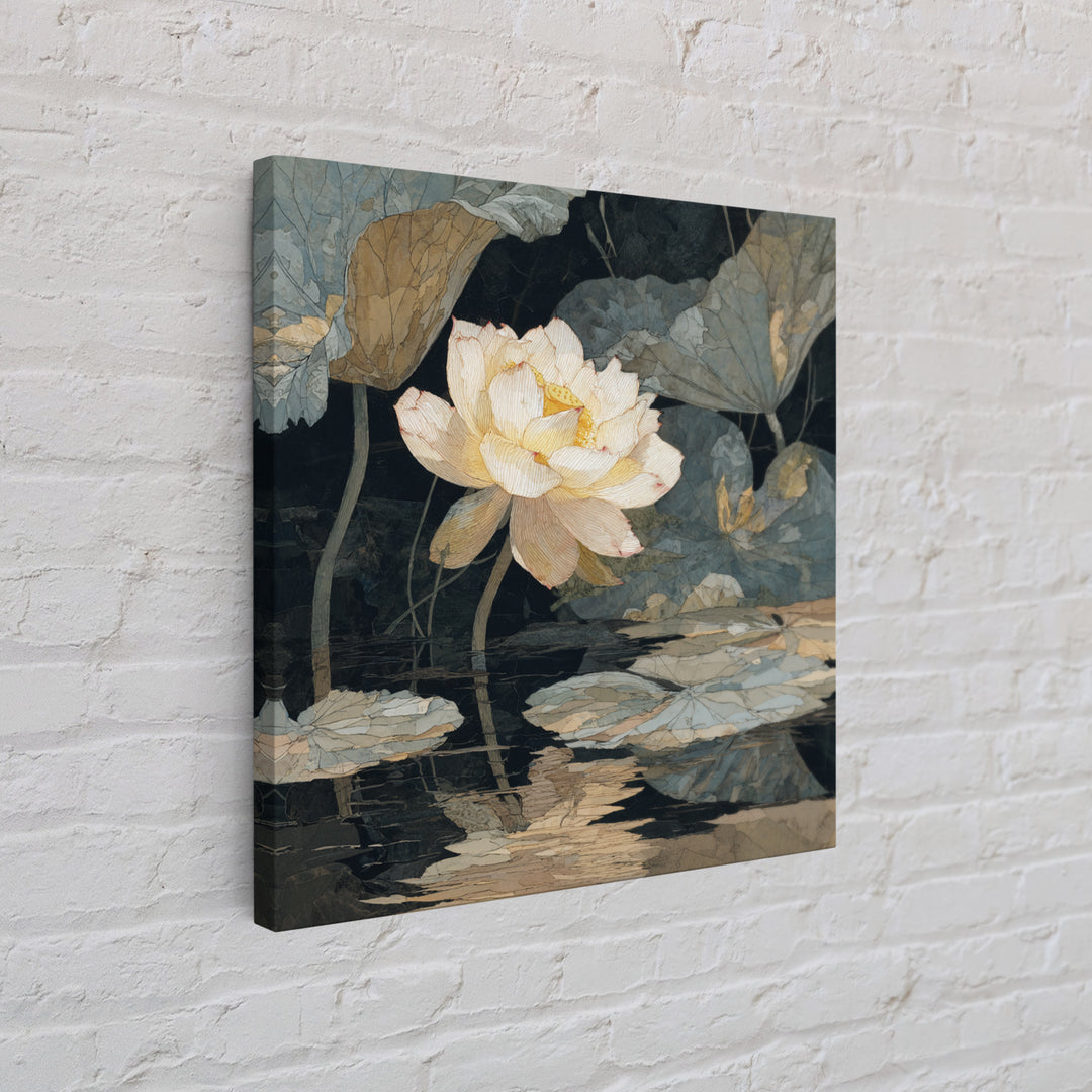 Minimal Face with Closed Eyes and Flowers Canvas Print, Spa Art, Minimalist Art, Spa Decor, Fine Art, Serenity, Tarot Card Art, SPA-1x1-19