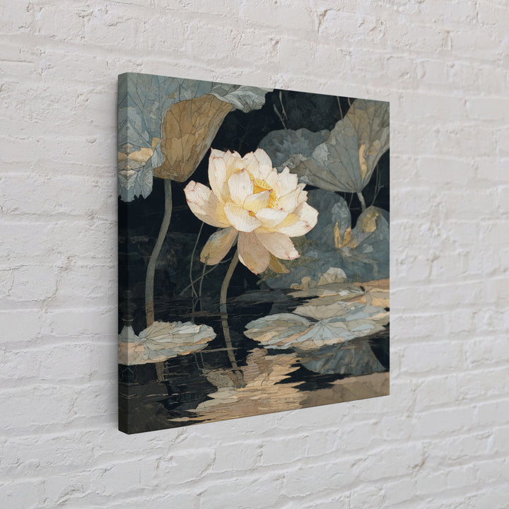 Minimal Face with Closed Eyes and Flowers Canvas Print, Spa Art, Minimalist Art, Spa Decor, Fine Art, Serenity, Tarot Card Art, SPA-1x1-19