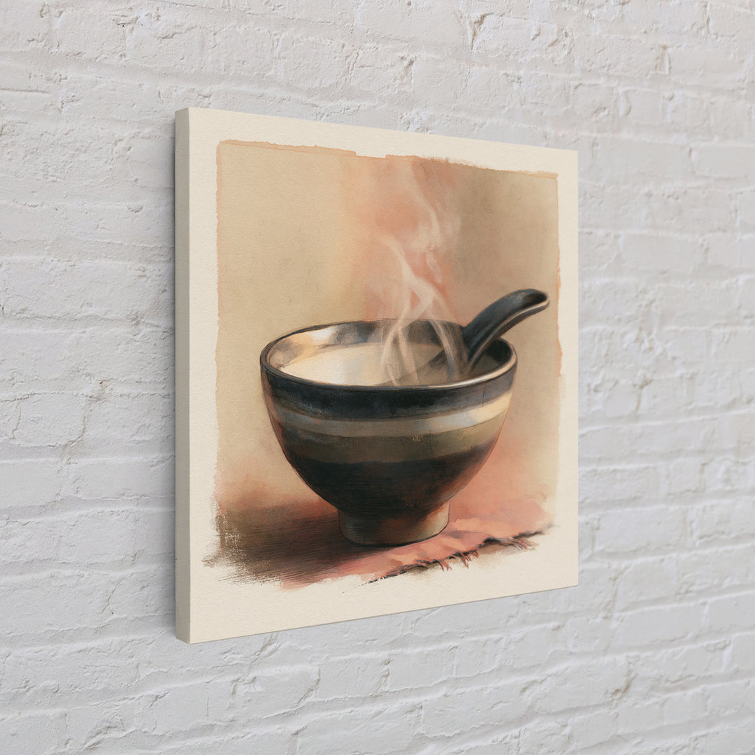 Tea Bowl and Steam Still Life Canvas Print, Spa Art, Dog Groomer Gifts, Spa Decor, Oil Painting, Serenity, Fine Art Print, SPA-1x1-22