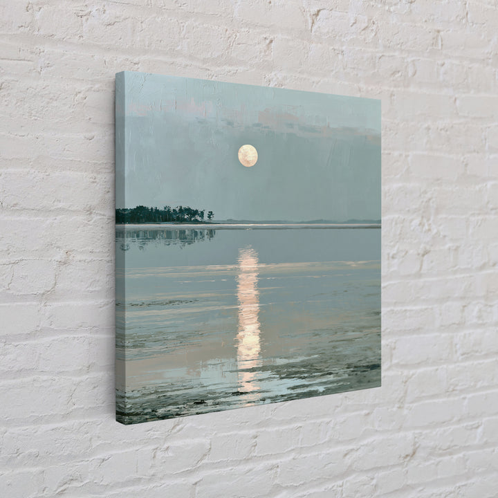 Moonlit Lake Reflection Canvas Print, Spa Art, Abstract, Spa Decor, Watercolor Art, Serenity, City Art, Spa Wall Art, SPA-1x1-23