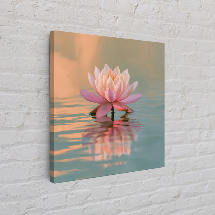 Lotus Flower Floating on Still Pond Framed Canvas Print, Spa Art, Black Woman Art, Spa Decor, Serenity, Modern Home Decor, SPA-1x1-28