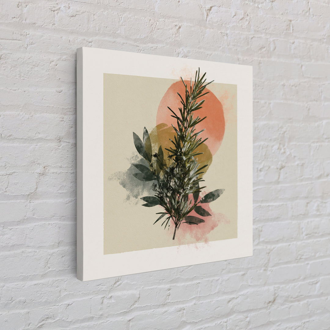 Botanical Herbal Arrangement Framed Canvas Print, Spa Art, Gallery Decor, Spa Decor, Fine Art, Serenity, Wall Art, Home Decor, SPA-1x1-38