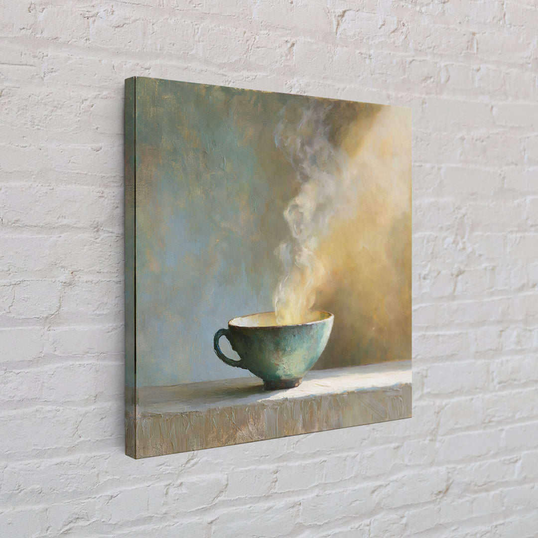 Tea Bowl and Steam Still Life Framed Canvas Print, Spa Art, Esthetician Decor, Spa Decor, Fine Art, Serenity, Room Decor, SPA-1x1-46