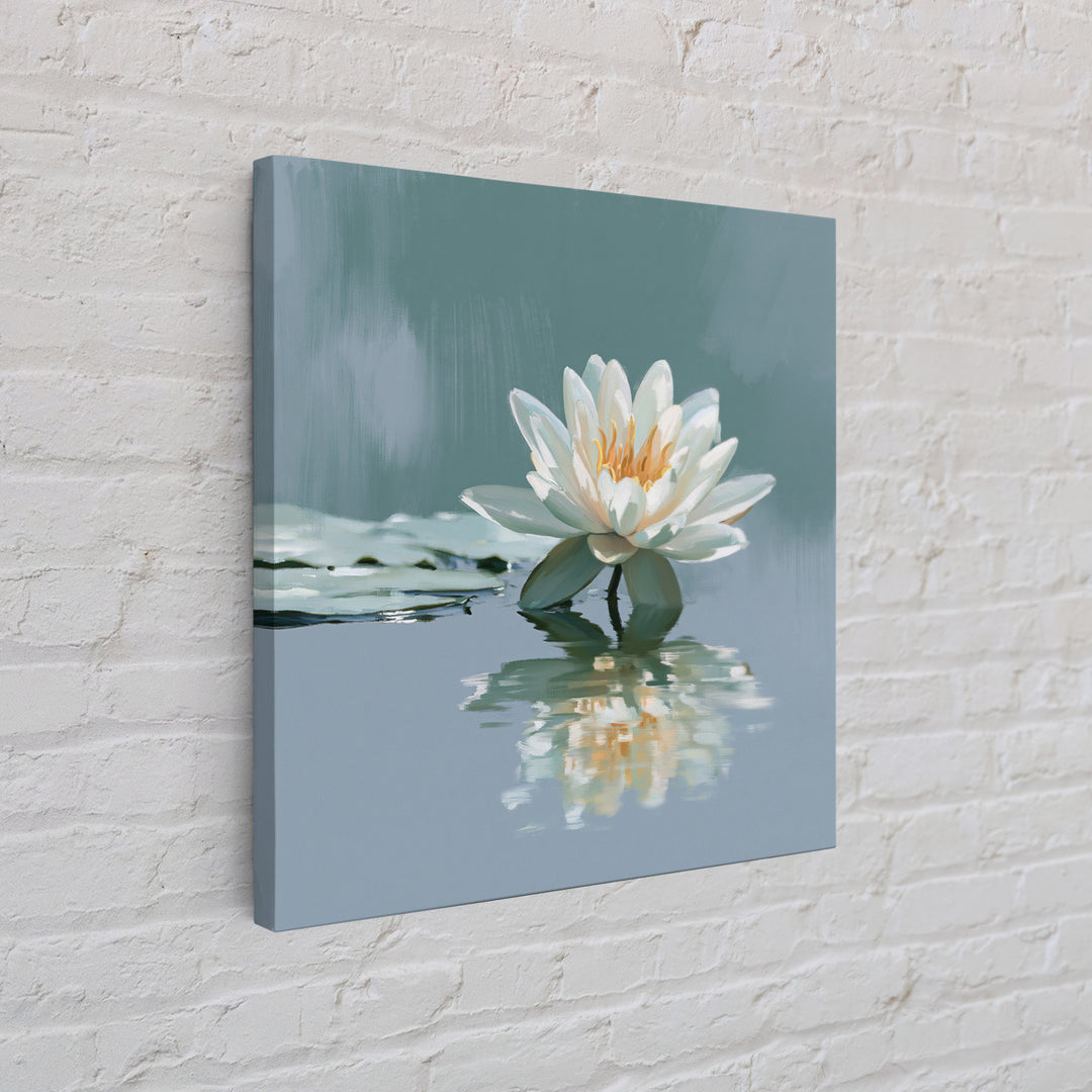 Lotus Flower Floating on Still Pond Framed Canvas Print, Spa Art, Animal Art, Spa Decor, Watercolor Art, Serenity, SPA-1x1-52