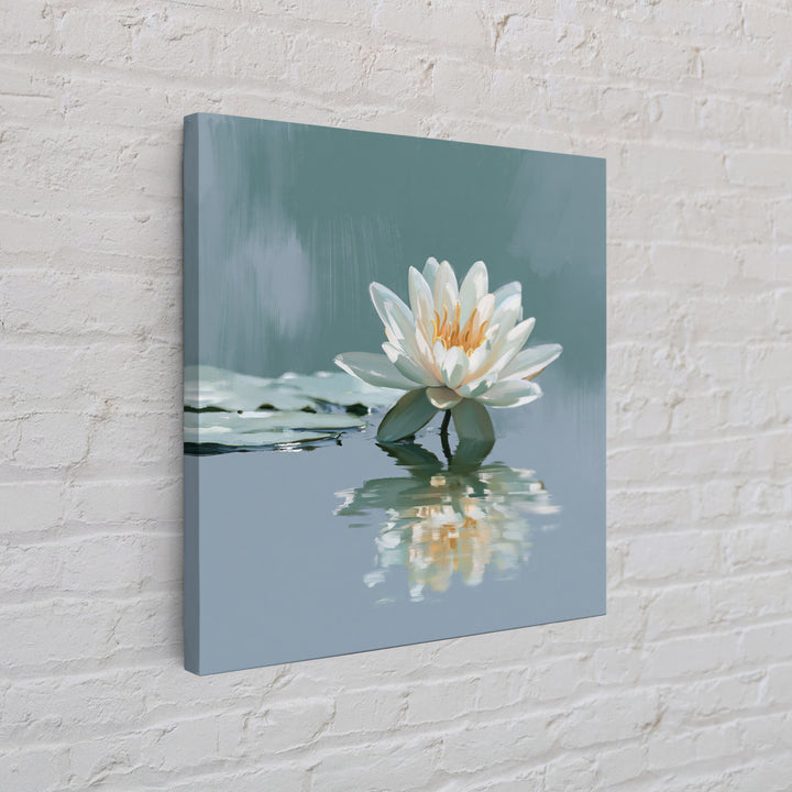 Lotus Flower Floating on Still Pond Framed Canvas Print, Spa Art, Animal Art, Spa Decor, Watercolor Art, Serenity, SPA-1x1-52