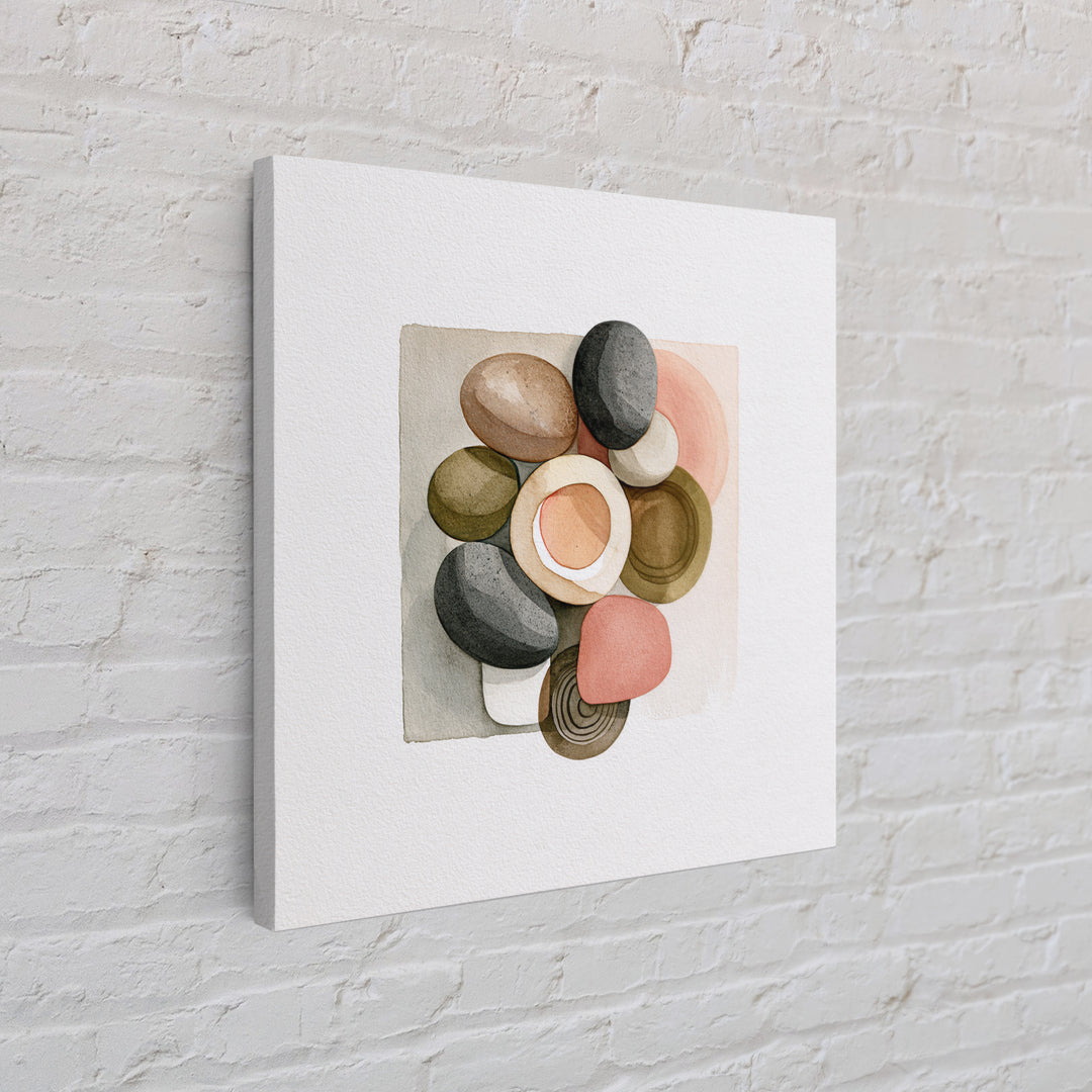 Pebble Texture Abstract Framed Canvas Print, Spa Art, Neutral Decor, Spa Decor, Fine Art, Serenity, Home Decor, Wall Decor, SPA-1x1-63