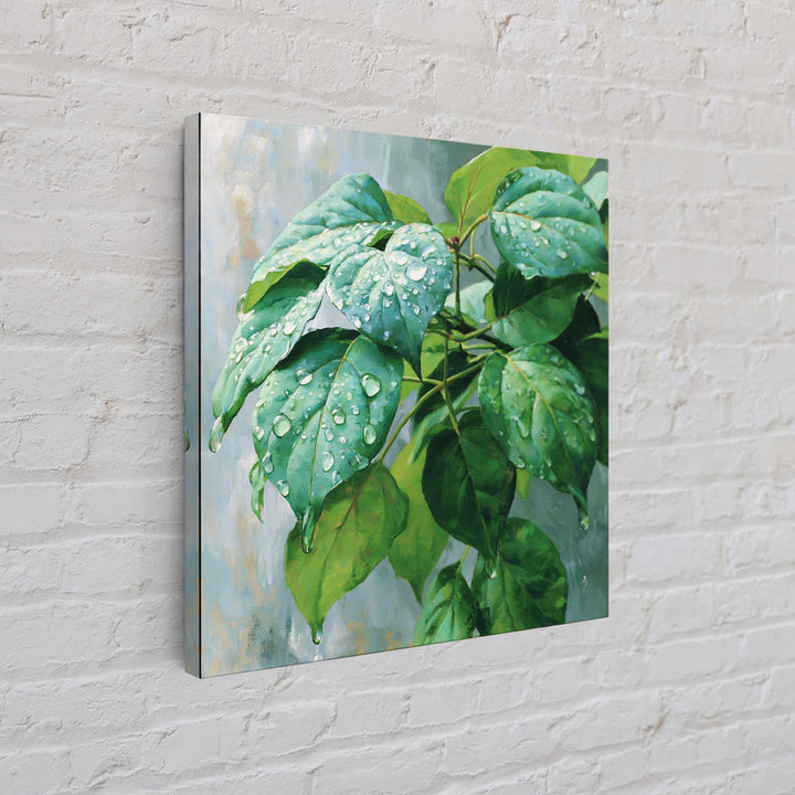 Rain on Leaves Framed Canvas Print, Spa Art, Animal Art, Spa Decor, Fine Art, Serenity, Gallery Decor, Neutral Decor, SPA-1x1-64