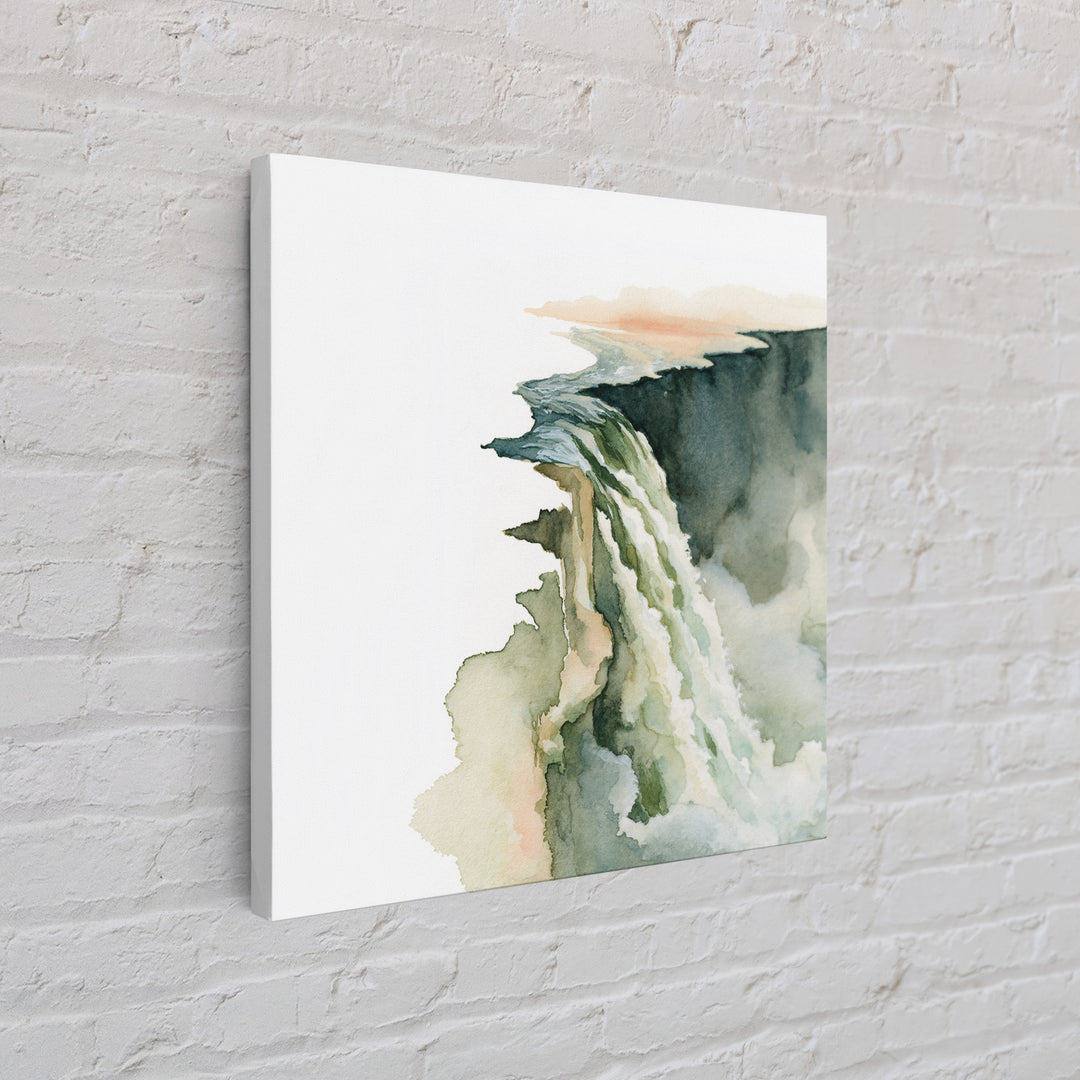 Serene Waterfall with Mist Framed Canvas Print, Spa Art, Dog Canvas, Spa Decor, Abstract Art, Serenity, Art Print, Room Decor, SPA-1x1-66