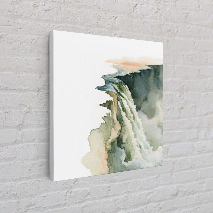 Serene Waterfall with Mist Framed Canvas Print, Spa Art, Dog Canvas, Spa Decor, Abstract Art, Serenity, Art Print, Room Decor, SPA-1x1-66