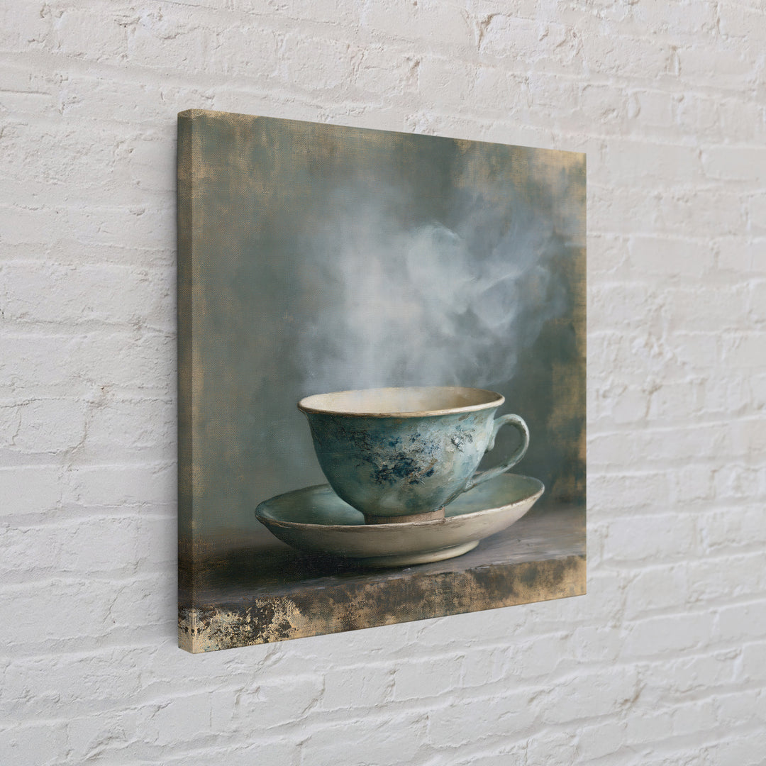 Tea Bowl and Steam Still Life Framed Canvas Print, Spa Art, Esthetician Decor, Spa Decor, Fine Art, Serenity, Room Decor, SPA-1x1-70