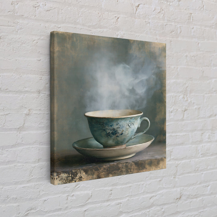 Tea Bowl and Steam Still Life Framed Canvas Print, Spa Art, Esthetician Decor, Spa Decor, Fine Art, Serenity, Room Decor, SPA-1x1-70
