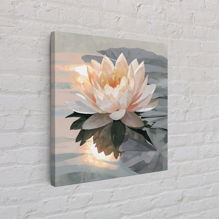 Lotus Flower Floating on Still Pond Canvas Print, Spa Art, Spa Wall Art, Spa Decor, Watercolor Art, Serenity, SPA-1x1-76