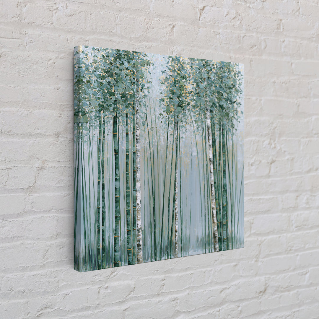 Misty Bamboo Forest Canvas Print, Spa Art, Art, Spa Decor, Serenity, Abstract Print, Minimalist Art, Feminine Wall Art, SPA-1x1-77