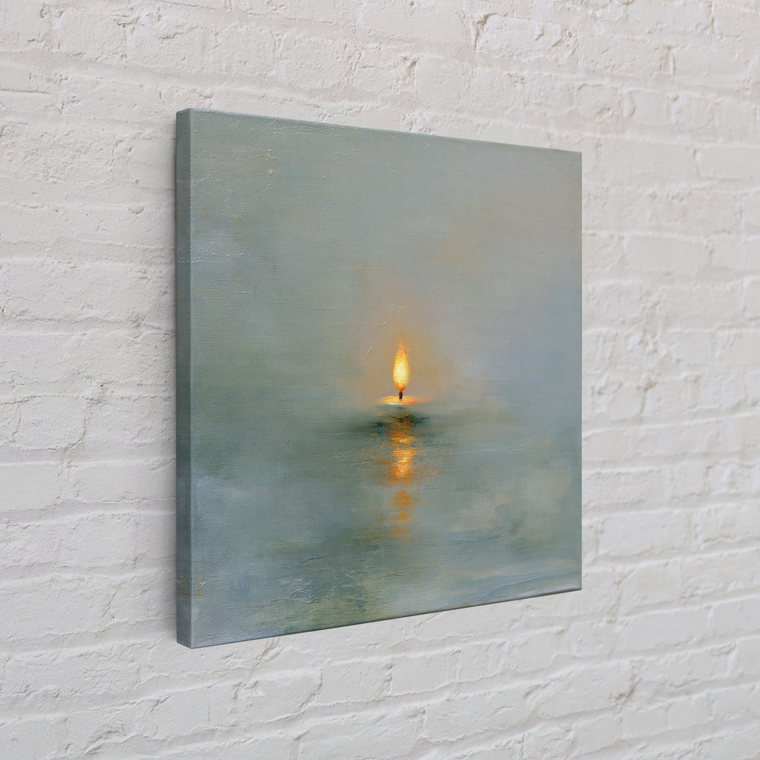 Warm Candle Flame Canvas Print, Spa Art, Wall Decor, Spa Decor, Fine Art, Serenity, Minimalist Art, Feminine Wall Art, SPA-1x1-81