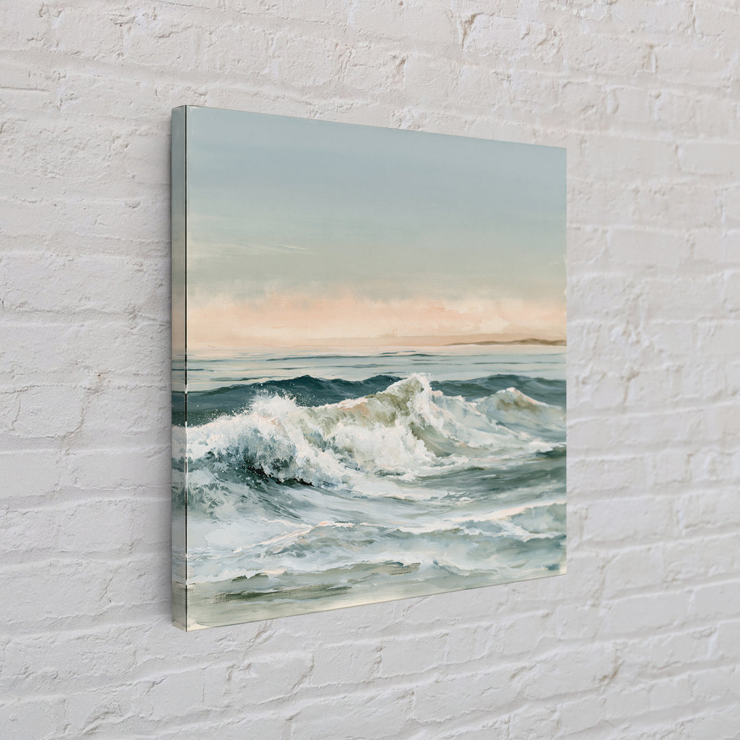 Coastal Horizon in Muted Spa Blues Canvas Print, Spa Art, Boho Decor, Spa Decor, Serenity, Printable Art, Wall Art Print, SPA-1x1-82
