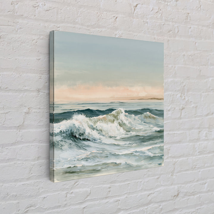 Coastal Horizon in Muted Spa Blues Canvas Print, Spa Art, Boho Decor, Spa Decor, Serenity, Printable Art, Wall Art Print, SPA-1x1-82
