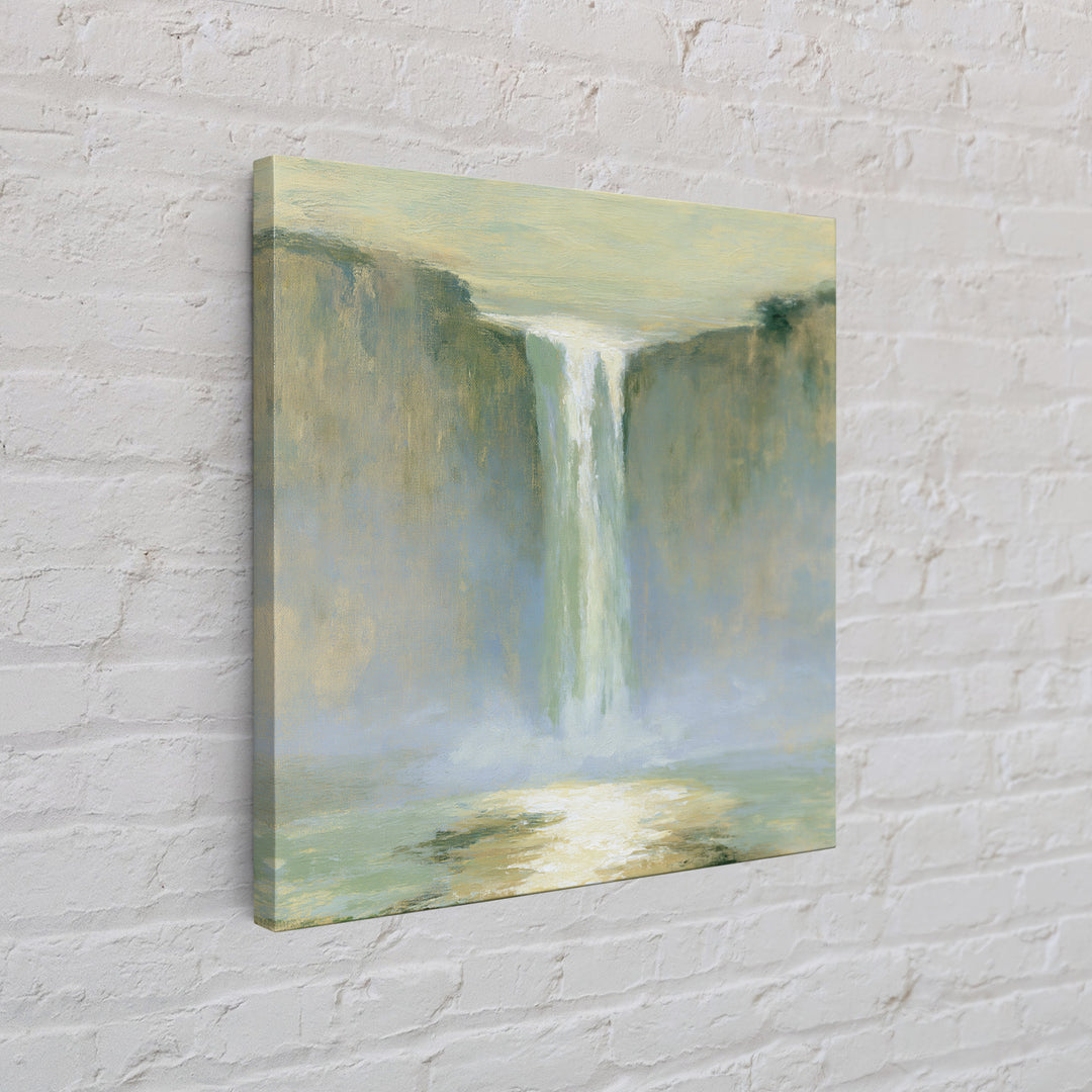 Serene Waterfall with Mist Canvas Print, Spa Art, Neutral Decor, Spa Decor, Fine Art, Serenity, Home Decor, Wall Decor, SPA-1x1-90