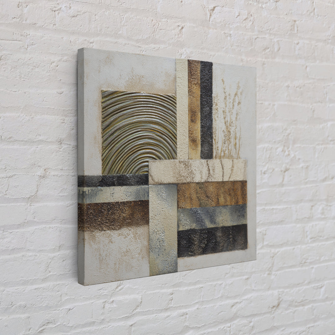 Sage and Ivory Geometric Calm Composition Framed Canvas Print, Spa Art, Wall Art, Spa Decor, Abstract Art, Serenity, SPA-1x1-93