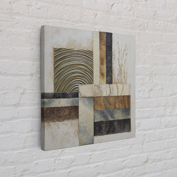 Sage and Ivory Geometric Calm Composition Framed Canvas Print, Spa Art, Wall Art, Spa Decor, Abstract Art, Serenity, SPA-1x1-93