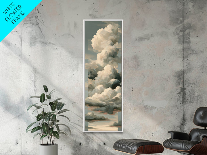 Soft Cloudscape in Cream and Sage Canvas Print, Spa Art, Wildlife Wall Art, Spa Decor, Watercolor Art, Serenity, SPA-1x3-1