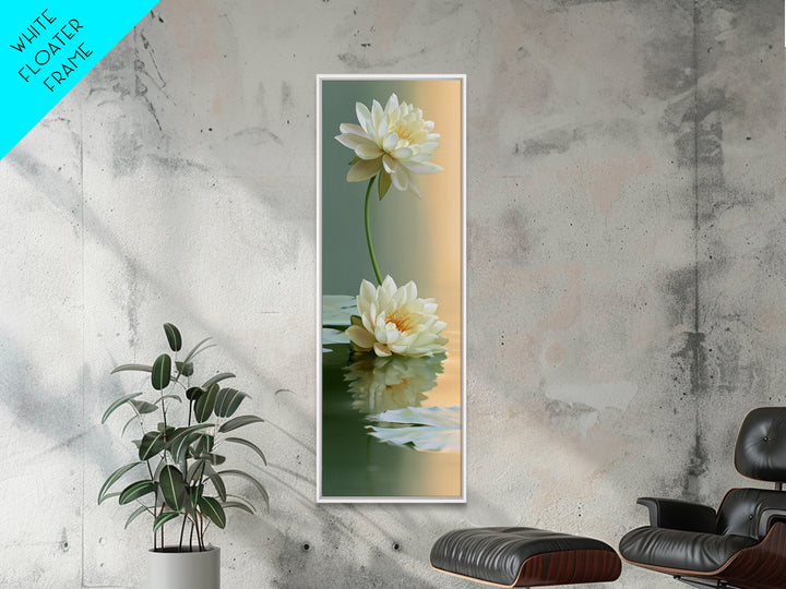 Lotus Flower Floating on Still Pond Canvas Print, Spa Art, Home Decor, Spa Decor, Serenity, Dog Wall Art, Abstract Print, SPA-1x3-16