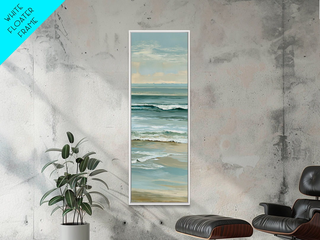 Coastal Horizon in Muted Spa Blues Canvas Print, Spa Art, Esthetician Decor, Spa Decor, Oil Painting, Serenity, Room Decor, SPA-1x3-22