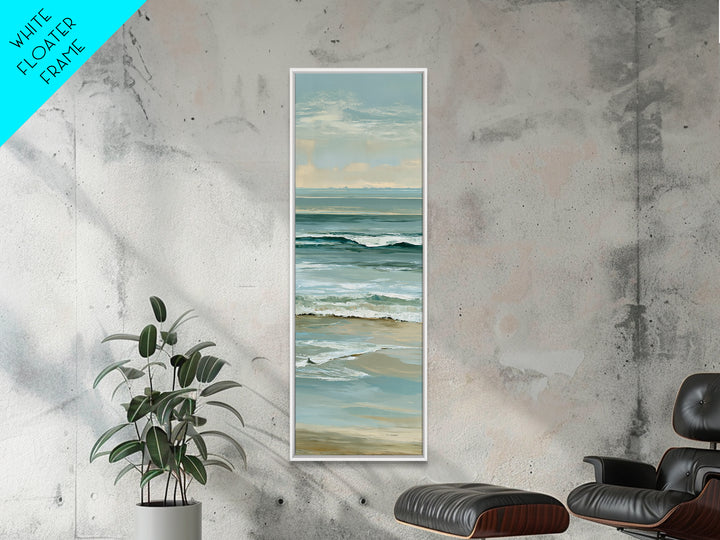 Coastal Horizon in Muted Spa Blues Canvas Print, Spa Art, Esthetician Decor, Spa Decor, Oil Painting, Serenity, Room Decor, SPA-1x3-22