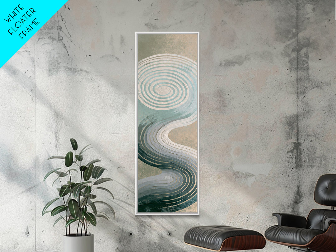 Sand Garden Lines Framed Canvas Print, Spa Art, Spa Decor, Oil Painting, Serenity, Minimalist Art, Feminine Wall Art, SPA-1x3-24