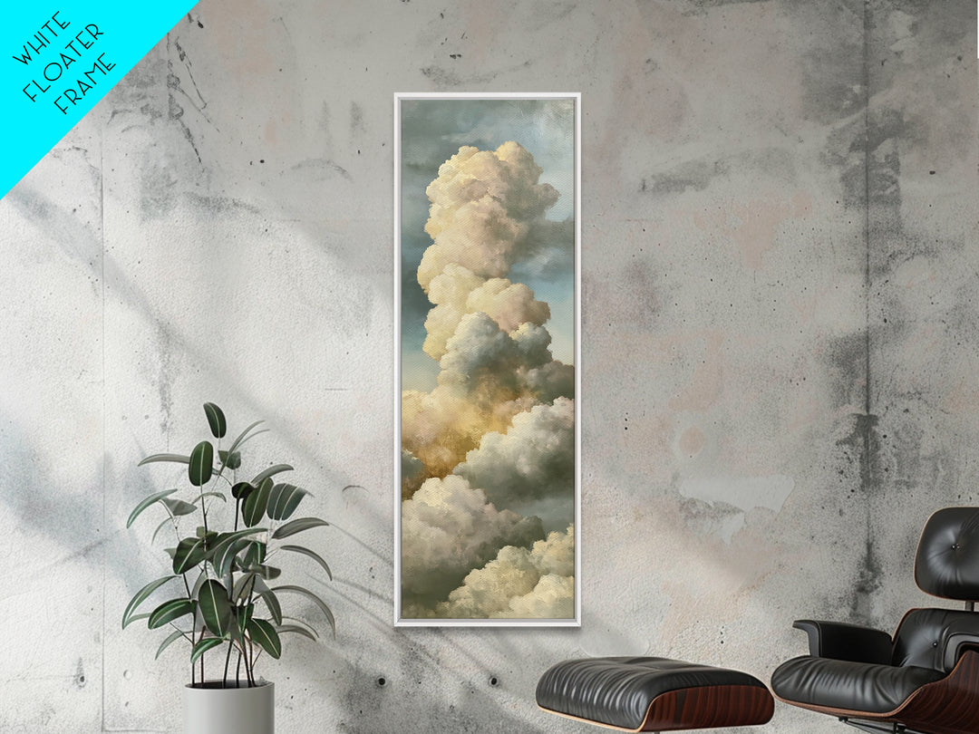 Soft Cloudscape in Cream and Sage Canvas Print, Spa Art, Travel Poster, Spa Decor, Fine Art, Serenity, Salon Decor, City Art, SPA-1x3-25