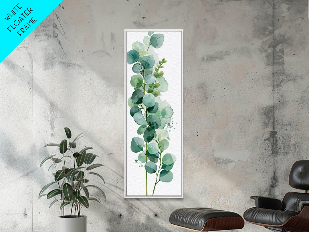 Eucalyptus Branch in Soft Green Watercolor Canvas Print, Spa Art, Fine Art Photography, Spa Decor, Oil Painting, Serenity, SPA-1x3-39
