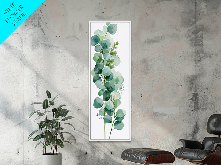 Eucalyptus Branch in Soft Green Watercolor Canvas Print, Spa Art, Fine Art Photography, Spa Decor, Oil Painting, Serenity, SPA-1x3-39