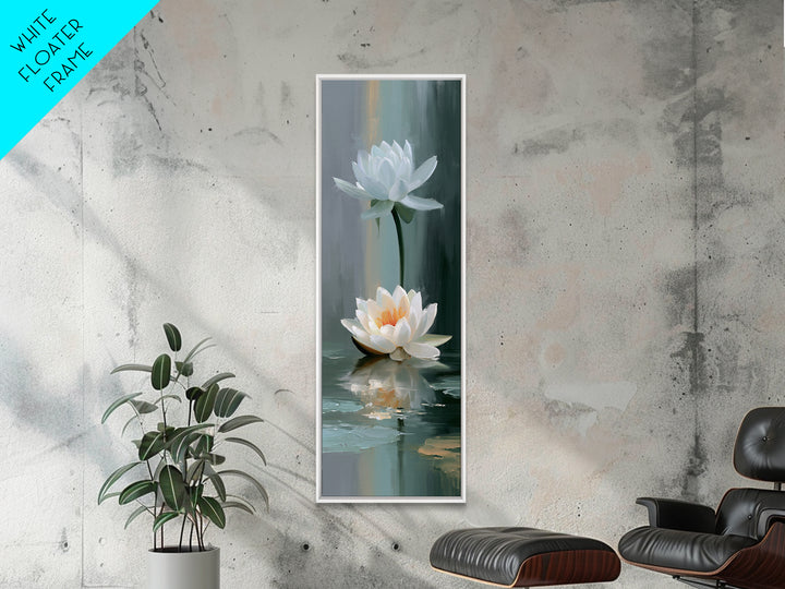 Lotus Flower Floating on Still Pond Canvas Print, Spa Art, Spa, Spa Decor, Oil Painting, Serenity, Teen Girl Room Decor, SPA-1x3-40