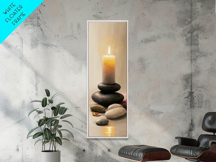 Warm Candle Flame Framed Canvas Print, Spa Art, Wall Art, Spa Decor, Oil Painting, Serenity, Dog Wall Art, Abstract Print, SPA-1x3-45