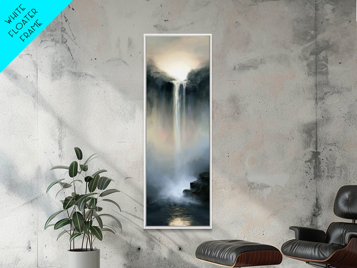 Serene Waterfall with Mist Framed Canvas Print, Spa Art, Hair Salon Wall Art, Spa Decor, Oil Painting, Serenity, SPA-1x3-54