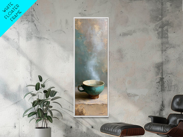 Tea Bowl and Steam Still Life Framed Canvas Print, Spa Art, Wildlife Wall Art, Spa Decor, Watercolor Art, Serenity, SPA-1x3-58