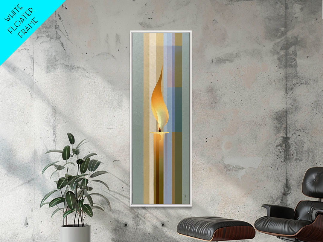 Warm Candle Flame Framed Canvas Print, Spa Art, Wall Art, Spa Decor, Oil Painting, Serenity, Dog Wall Art, Abstract Print, SPA-1x3-69