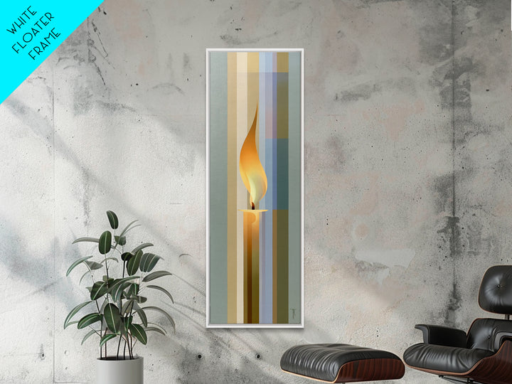 Warm Candle Flame Framed Canvas Print, Spa Art, Wall Art, Spa Decor, Oil Painting, Serenity, Dog Wall Art, Abstract Print, SPA-1x3-69